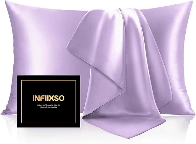 Clean INFIIXSO Mulberry Silk Pillowcase for Hair and Skin Silk Pillow Cases Queen Size with Hidden Zipper 20×30 Inches Smooth and Soft Cooling Pillow Cases for Hot Sleepers Lavender 1 Pack Refined