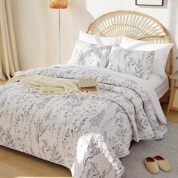 Dependable JANZAA Twin Quilt White Quilt Bed Spread Boho Quilt Solid