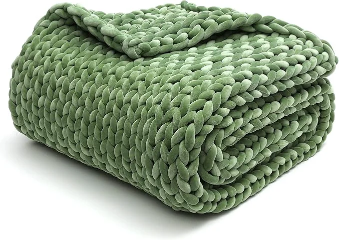 Official YnM Velvet Weighted Blanket Handmade Chunky Knitted Design Soft and Cozy
