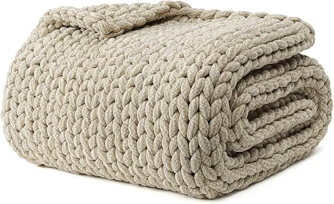 Specialty YnM Chenille Weighted Blanket Handmade Chunky Knitted Design Soft and Cozy Smart