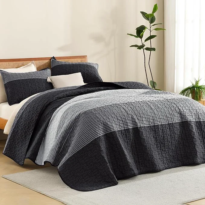 Crafted Litanika Quilt Queen Size Black Soft Lightweight Polyester Comforter Bedding Elite