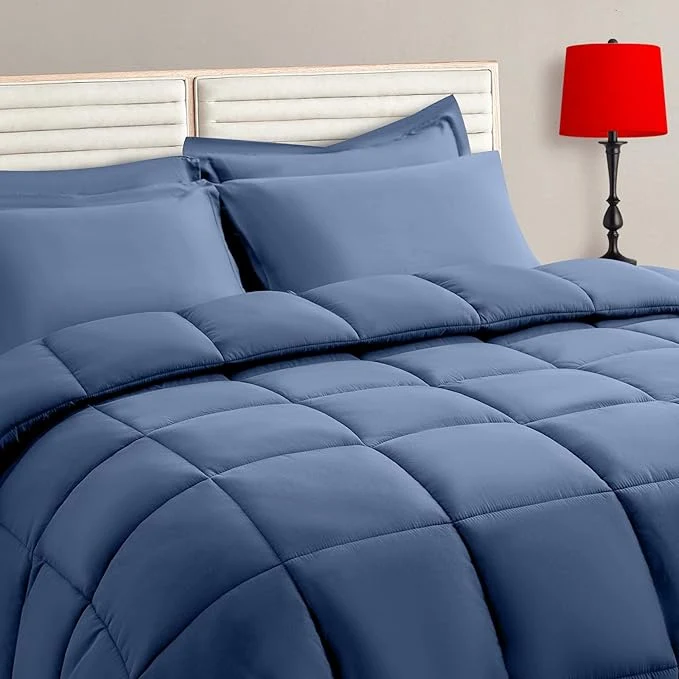 Contemporary TAIMIT Slate Blue King Comforter Set Clean