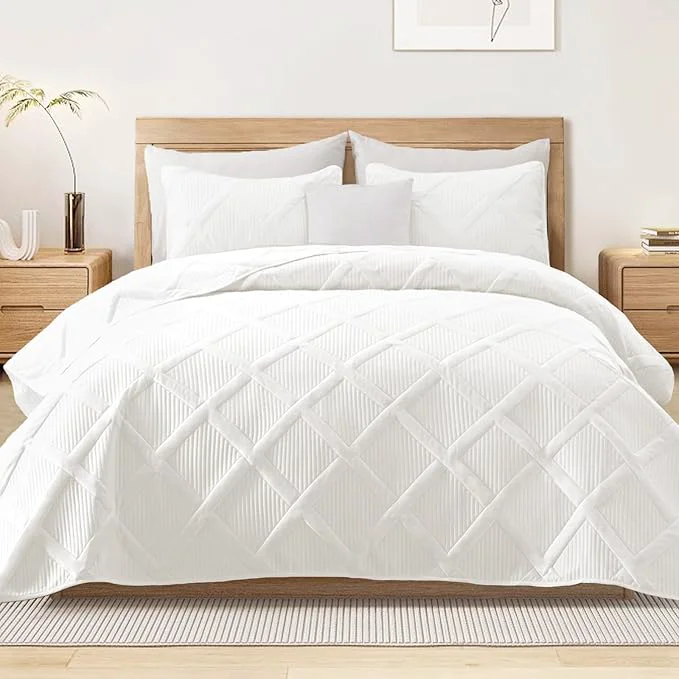 Flexible Exclusivo Mezcla Oversized King Quilt Set- White Cal King Quilts Bedding Set Effective
