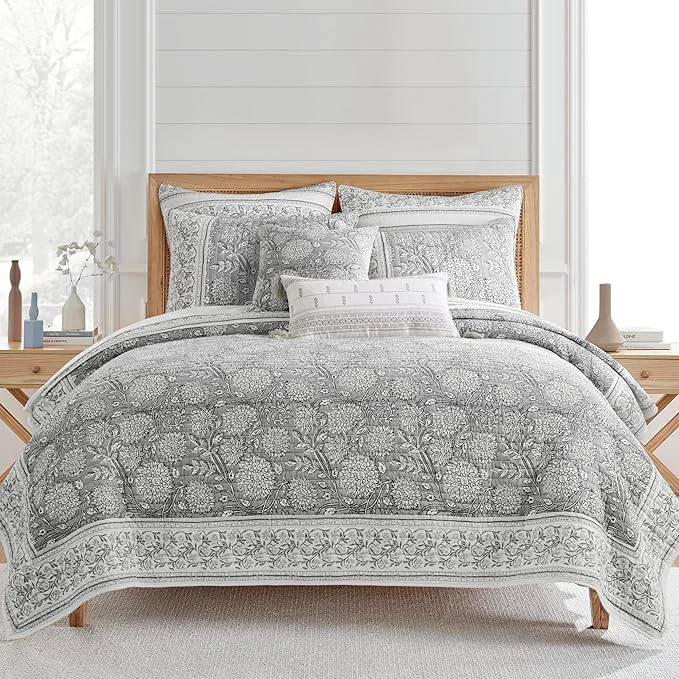 Reliable Levtex Home Adare Grey Reversible Twin Twin XL Quilt Set First-Class