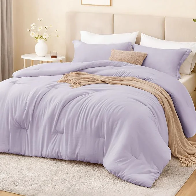 Sustainable Love’s cabin Lavender Twin Twin XL Comforter Set 2-Piece Prewashed Bed Set Minimalist