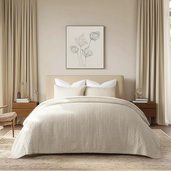 Lightweight EVERGRACE Cross Stitch Pre-Washed Cotton Quilt Bedding Set King Size Oversized Dependable