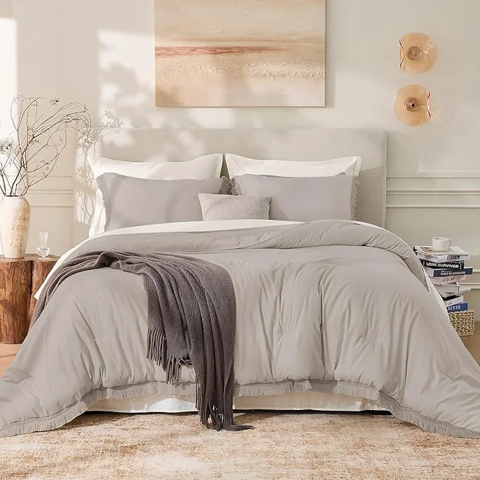 Trendy Andency California King Comforter Set Heather Grey Elegant