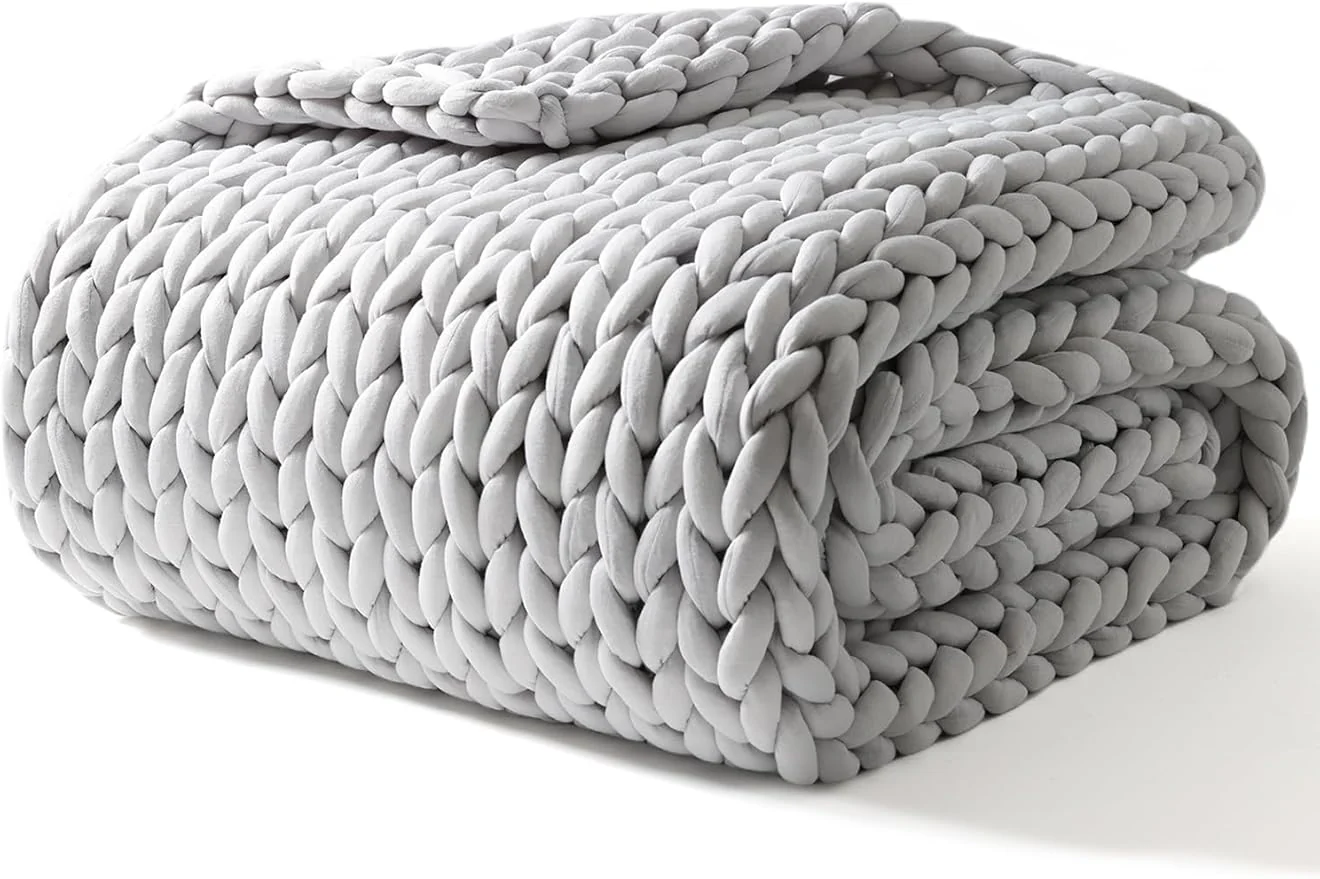 Solid YnM Weighted Blanket Handmade Chunky Yarn Knitted Design Soft and Cozy Selected