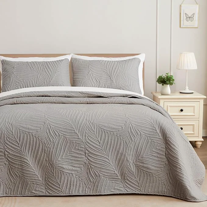 Dependable Exclusivo Mezcla King Size Quilt Bedding Set Lightweight Light Grey Quilts Stylish