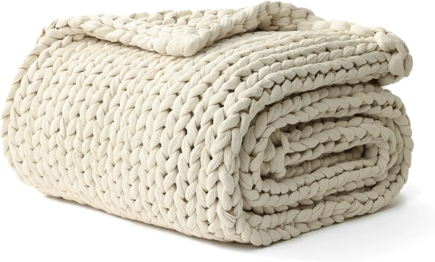 Efficient YnM Cotton Weighted Blanket Handmade Chunky Knitted Design Soft and Cozy Solid