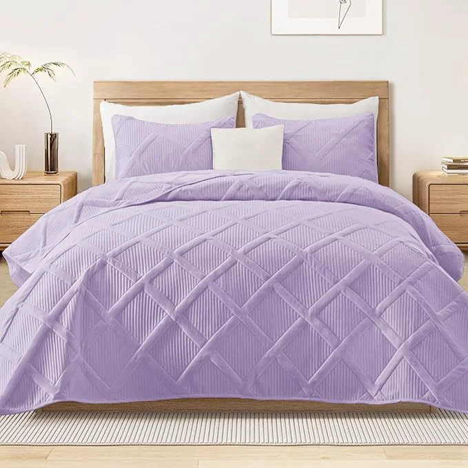 Traditional Exclusivo Mezcla King Quilt Set- Lilac Quilts Bedding Set Next-Generation