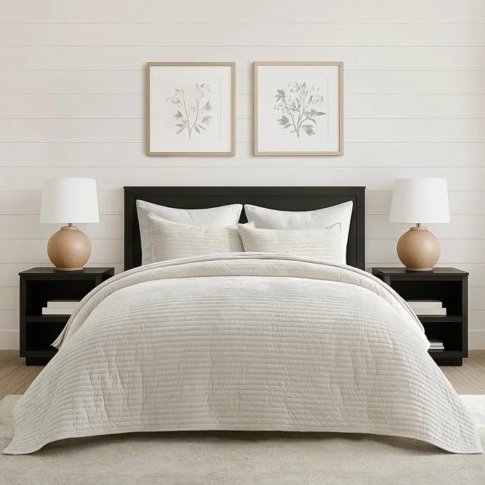 Fast EVERGRACE Velvet Quilt Set California King 118” x 106” Luxurious Soft Refined