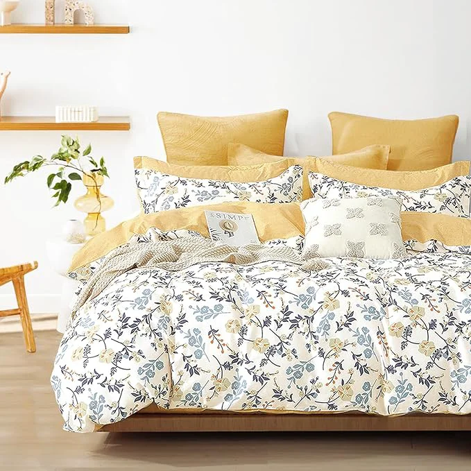 Specialty LEMIROE Yellow Floral Cotton Comforter King Size Genuine