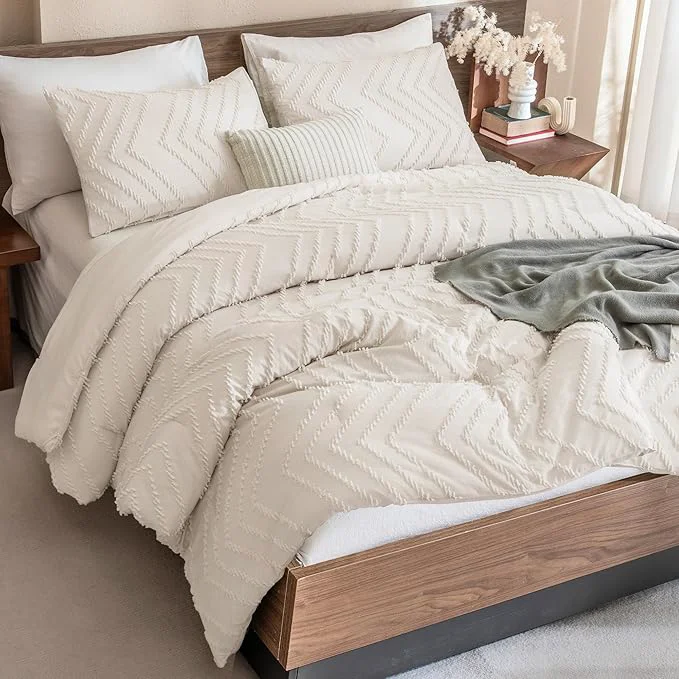 Durable Andency Oversized Queen Comforter Set 3 Pieces Aesthetic Chevron Farmhouse Elite