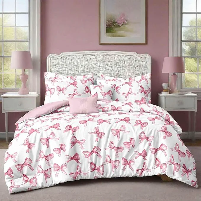 Crafted Nanko Queen Size Comforter Set Modern Romantic Bedroom Decor Bedding Sets in a Lightweight