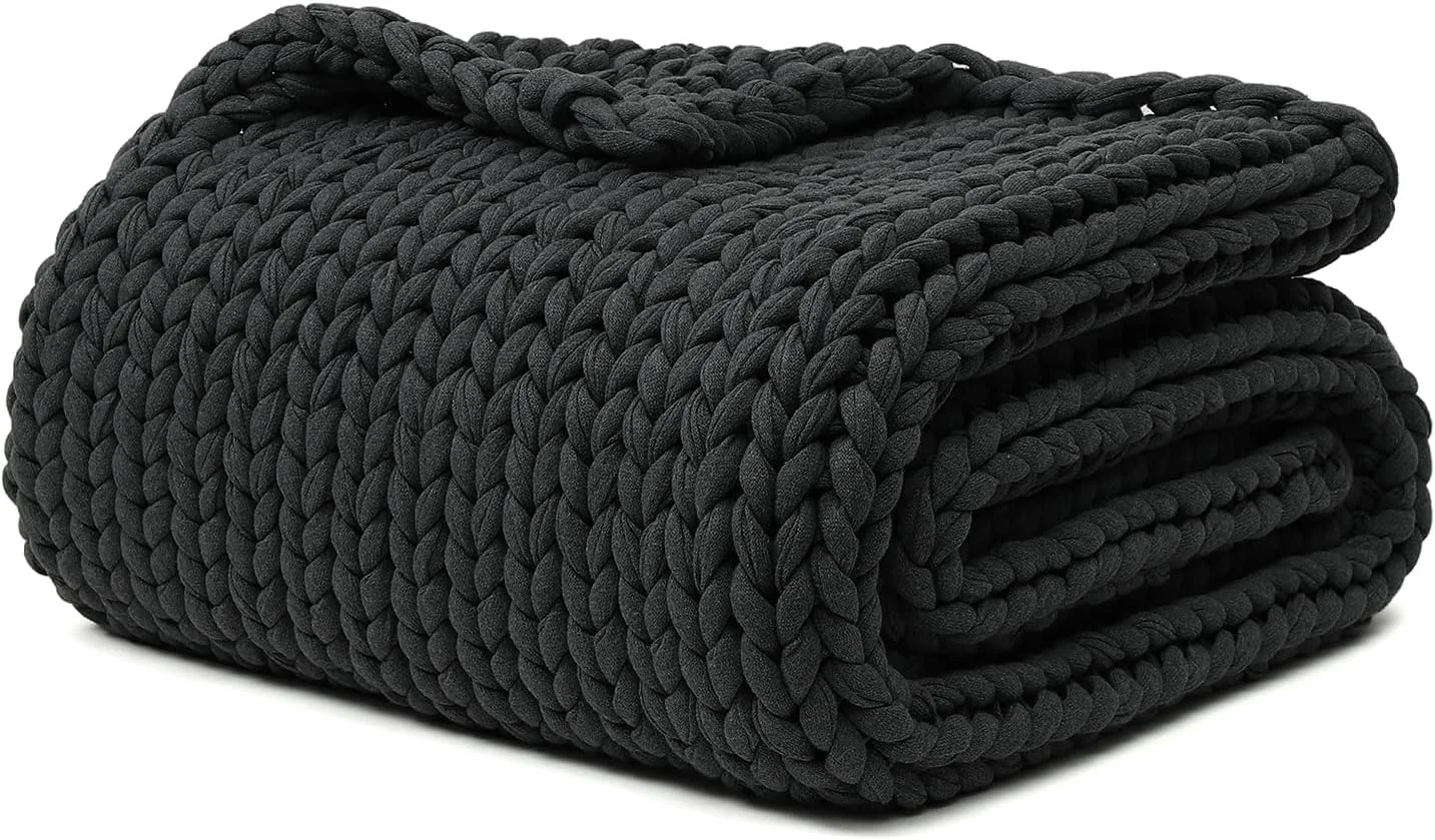 Solid YnM Cotton Weighted Blanket Handmade Chunky Knitted Throw No fillers Elegant