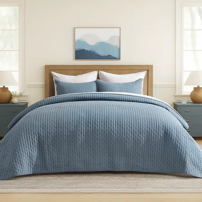 Effective EVERGRACE x Kinsey Walsh Cross Stitch Pre-Washed Cotton Quilt Bedding Set King Premium Material