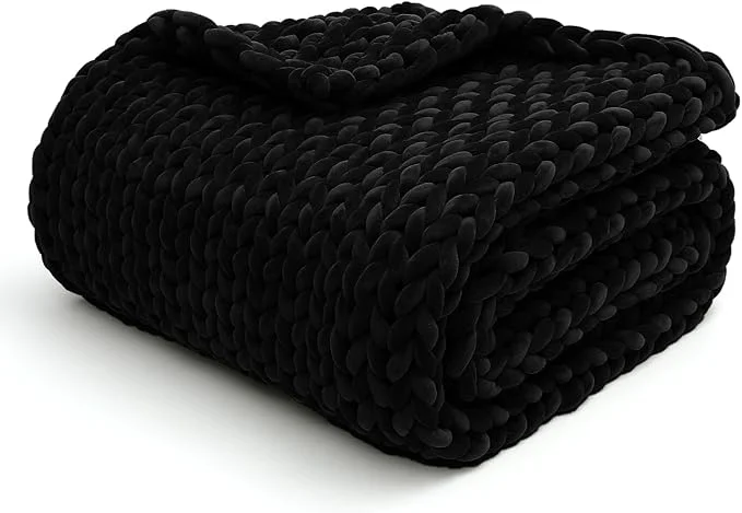 Dependable YnM Velvet Weighted Blanket Handmade Chunky Knitted Design Soft and Cozy Safe