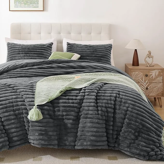 Authentic Smoofy Fluffy Full Size Comforter Sets 3 Pieces Luxury
