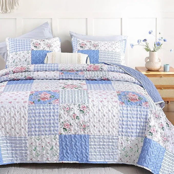 Secure YIKUSH Quilt Sets Twin Size Floral Quilt Set 2 Pieces Bedding Set Bedspreads Minimalist