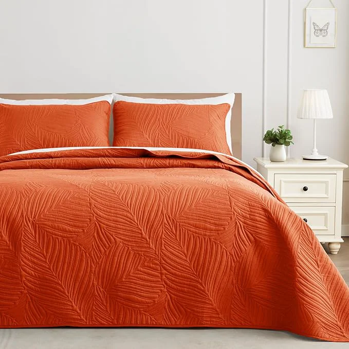Exclusive Exclusivo Mezcla King Size Quilt Bedding Set Lightweight Burnt Orange Quilts Genuine
