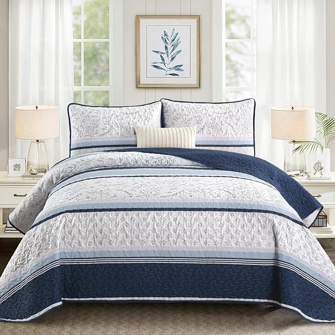 Natural DJY Striped Quilt Set King Size Elite