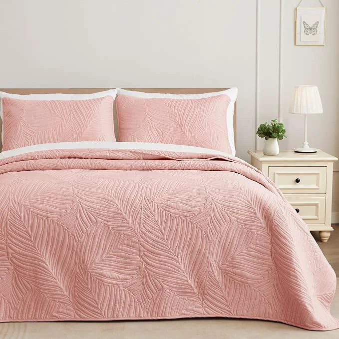 Fast Exclusivo Mezcla Queen Quilt Bedding Set Lightweight Blush Pink Quilts Queen Natural