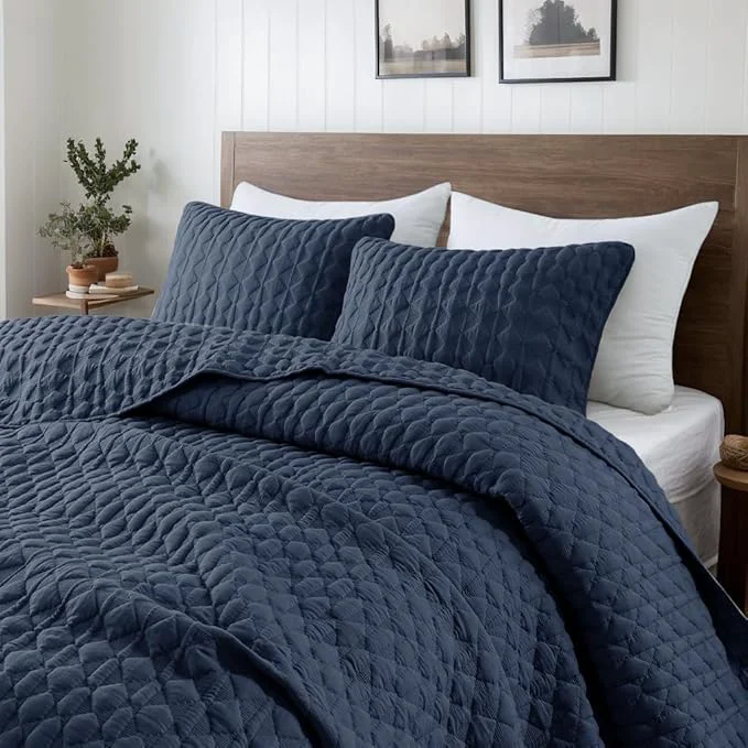 Dependable WDCOZY Navy Blue Quilt King Size Bedding Sets Trusted