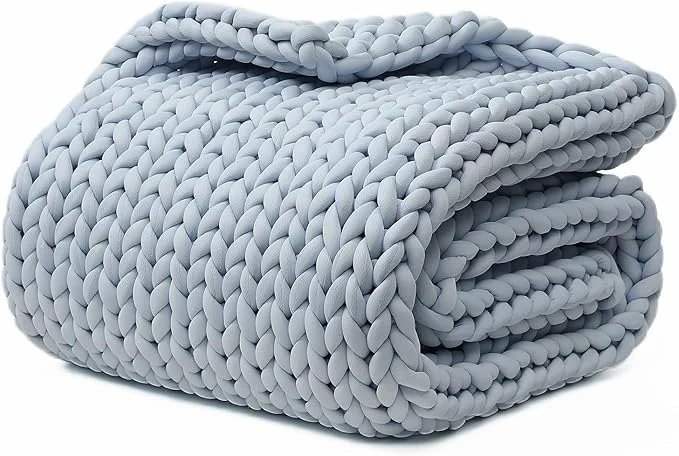 Recyclable YnM Cooling Weighted Blanket Handmade Chunky Yarn Knitted Design Temperature Practical