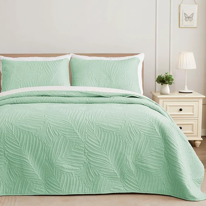 High-Quality Exclusivo Mezcla Queen Quilt Bedding Set Lightweight Sage Green Quilts Queen User-Friendly