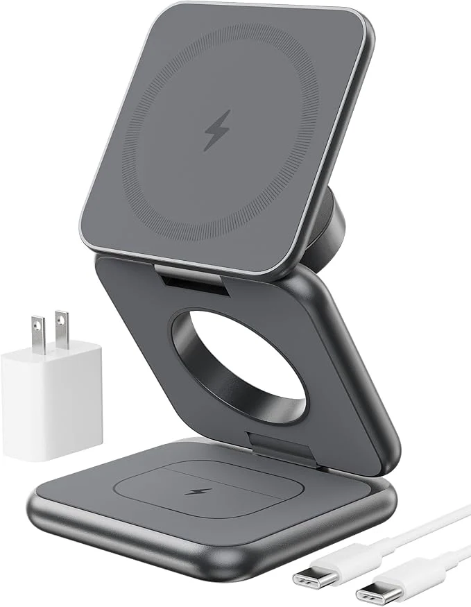 Natural Foldable Magnetic Wireless Charger KU XIU X40 Aluminum Alloy 3 in 1 Charging Premium Material
