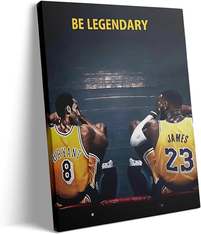 Fine Crafted Kobe Bryant and LeBron James Canvas Wall Art Print Poster Be Legendary Original Design