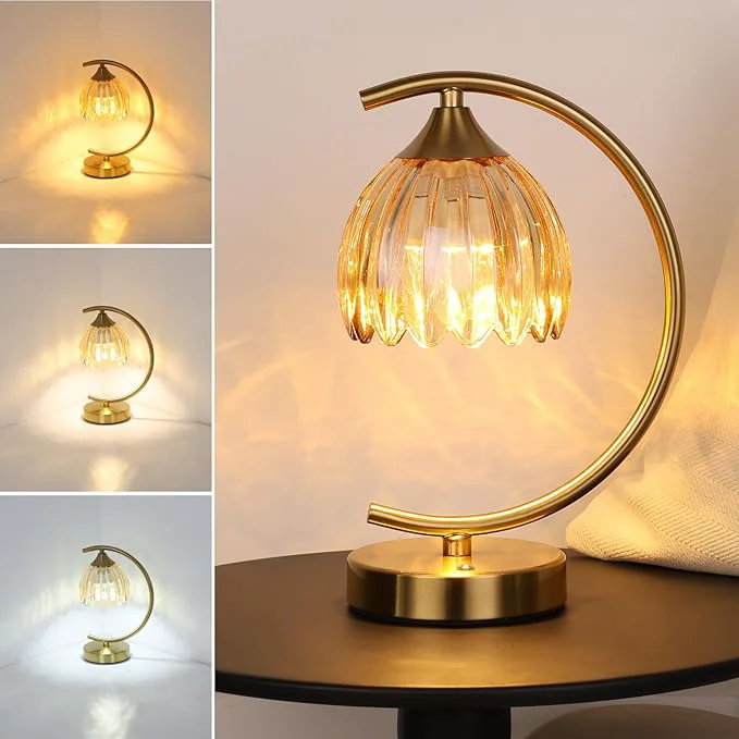 Contemporary Tulip Table Lamp with 5200mAh Battery Touch Control Cordless Lamp with 3 Next-Generation
