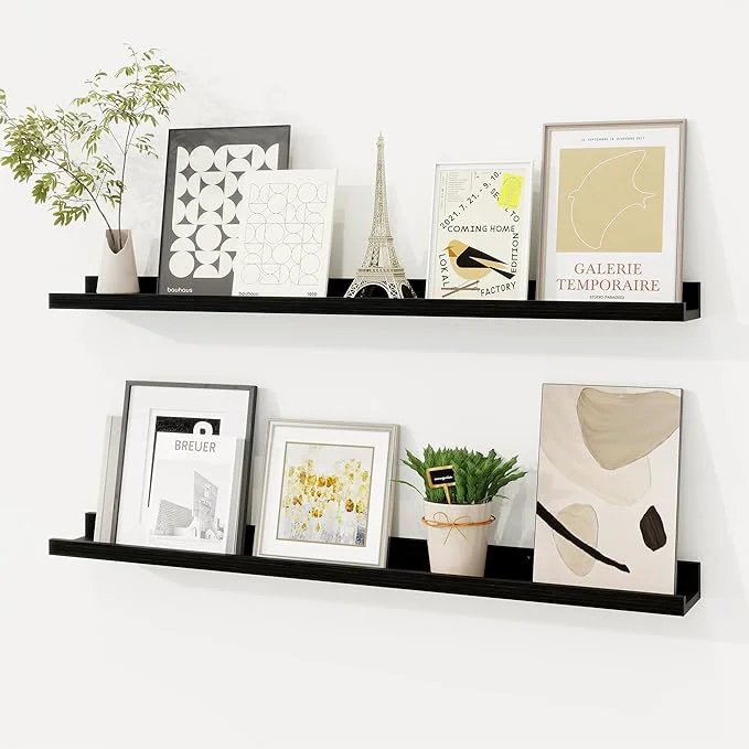 Green Picture Ledge Shelf Floating Shelves Set of 2 32 Inches Solid Wood Nursery Luxury