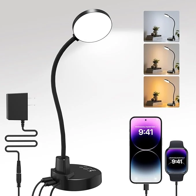 Specialty 15W LED Desk Lamp with USB Charging Ports – Dimmable Table Lamp with 3 Color Innovative