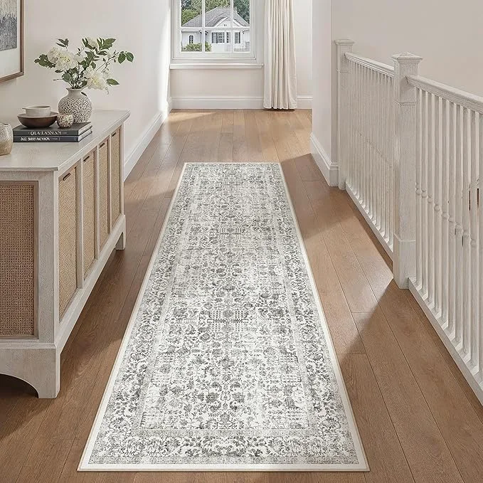 High-End Black Runner Rug 2’6 x10′ Washable Carpet Natural