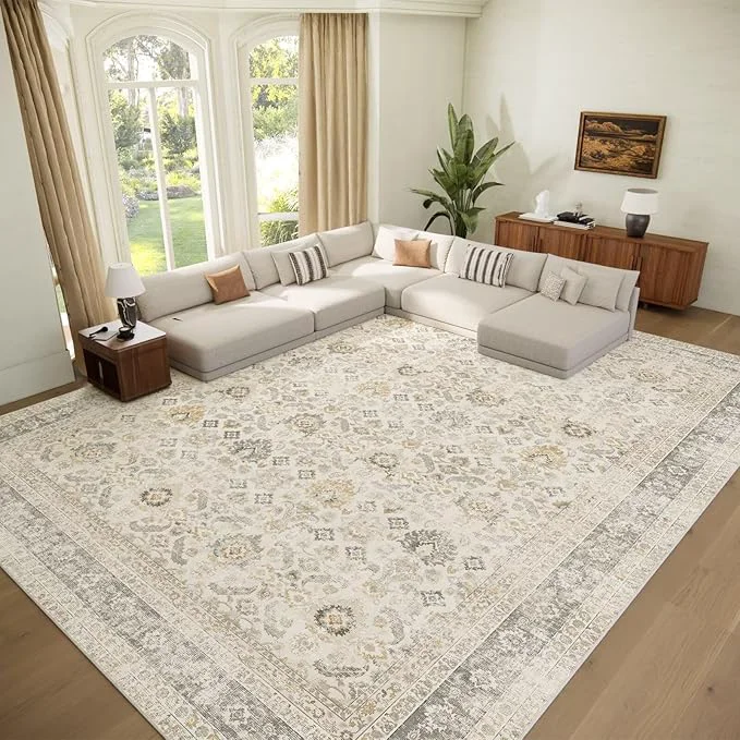 Healthy Washable 9×12 Area Rugs for Living Room Boho Non-Slip Vintage Distress Lager Modern