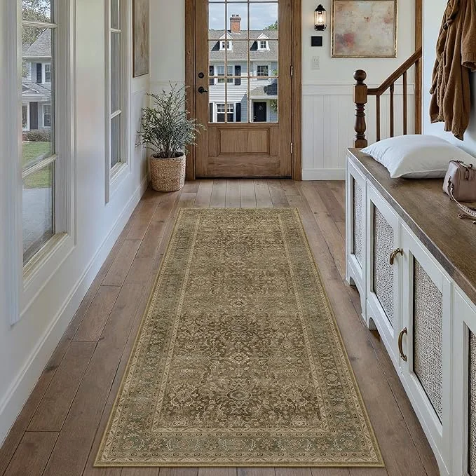 High-End Brown 2×6 Runner Rug Washable Vintage Long Carpet Genuine