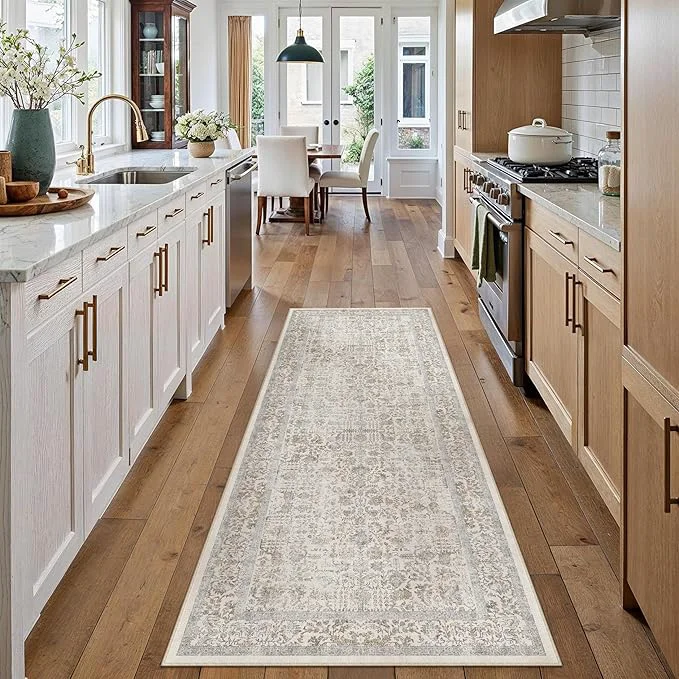 User-Friendly Taupe Runner Rug 2’6 x8′ Washable Carpet Consistent