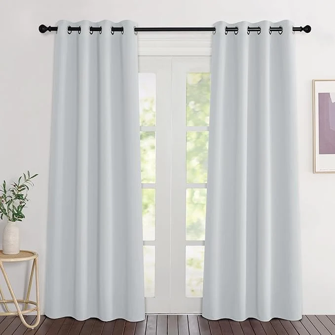 Official NICETOWN Greyish White Curtains 84 inch Length 2 Panels Grommet Thermal Sustainable