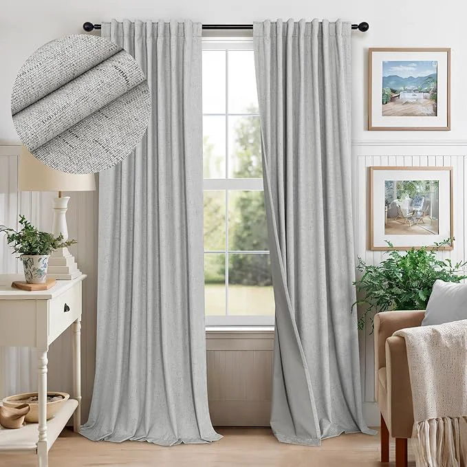 Responsible Light Grey Blackout Curtains 84 Inch Length 2 Panels Advanced