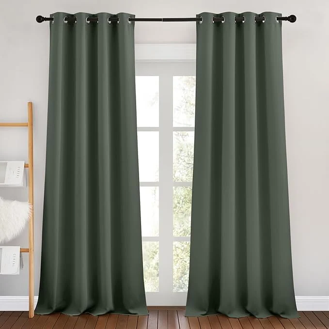 Lightweight NICETOWN Dark Mallard Room Darkening 102 inch Curtains Grommet Thermal Responsible