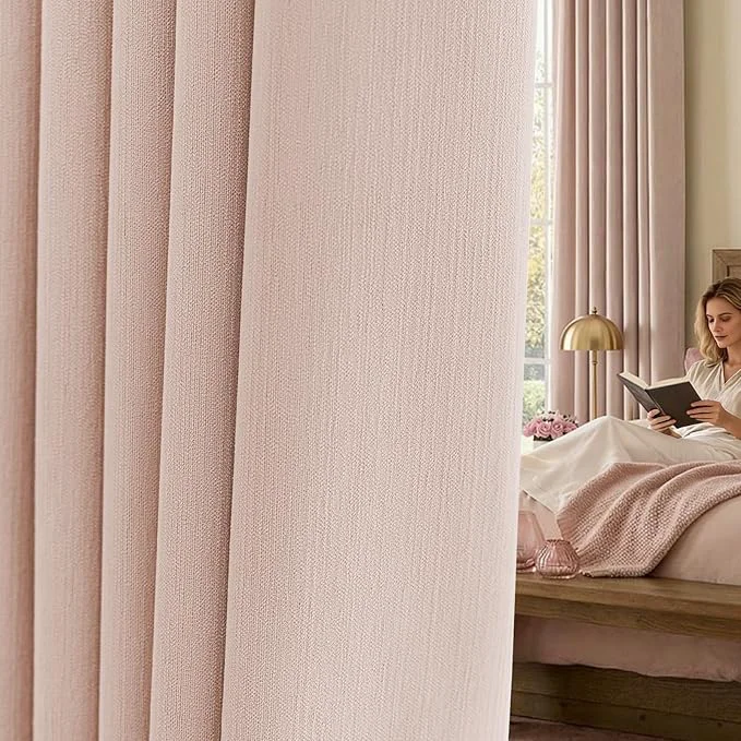 Lightweight jinchan Chenille Blackout Curtains 96 Inches Long Light Pink Thermal Insulated Smart