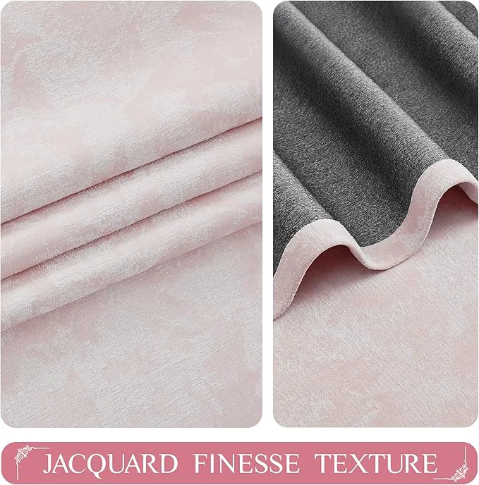 Elite Beauoop Pink Floral Jacquard Blackout Curtains 84 Inches Long Long-Lasting