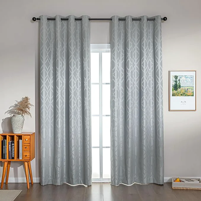 Functional Amazon Basics Jacquard 2-Piece Blackout Curtains Living Room and Bedroom Genuine