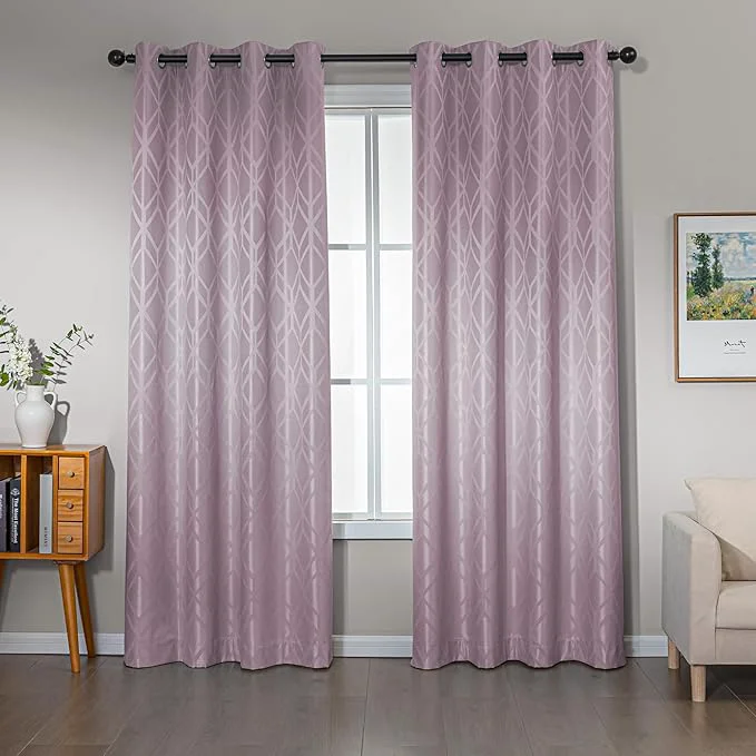 Sophisticated Amazon Basics Jacquard 2-Piece Blackout Curtains Living Room and Bedroom Natural