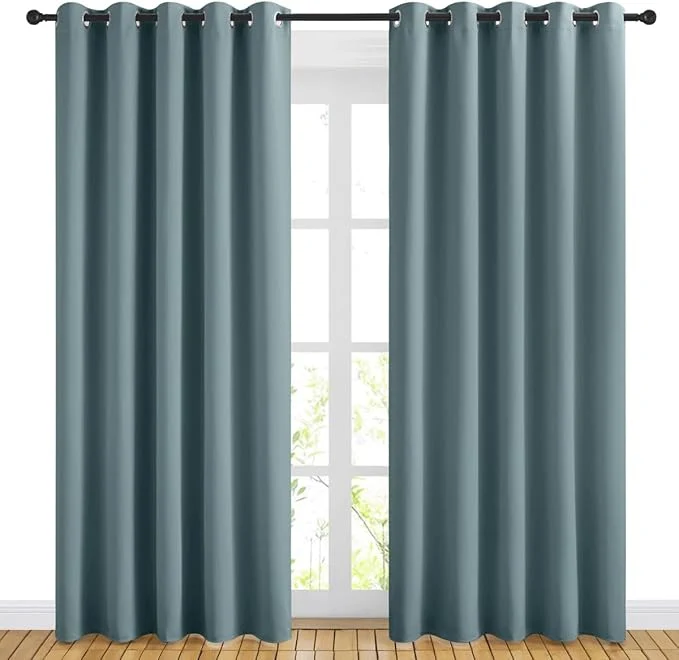 Detailed NICETOWN Blackout Greyish Blue Curtains Optimized