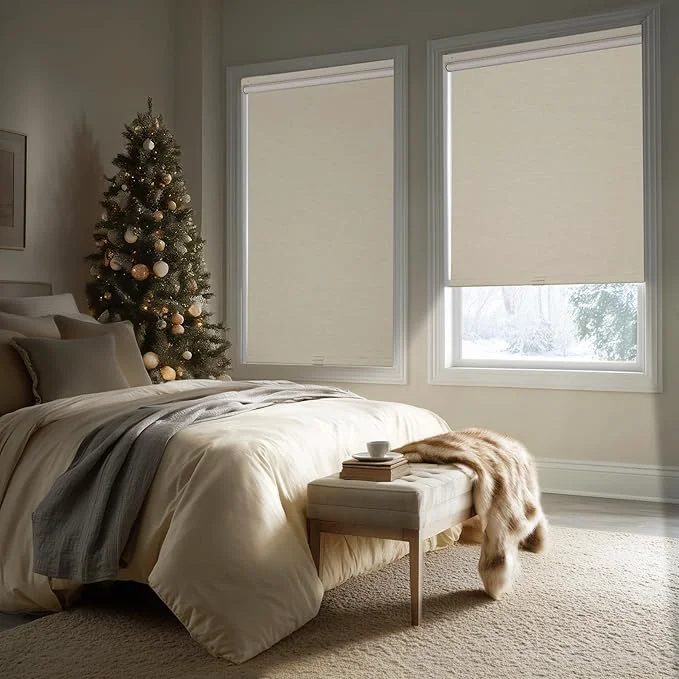 Easy-to-Use HESTIA No Drill Cordless Blackout Roller Shades Screwless Waterproof Shower Efficient