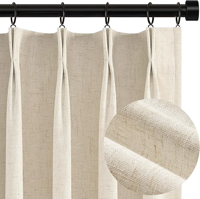 Fast Topfinel 100 Inch Long Tan Black Out Custom Drapery Panels Burlap Opaque Top-Quality