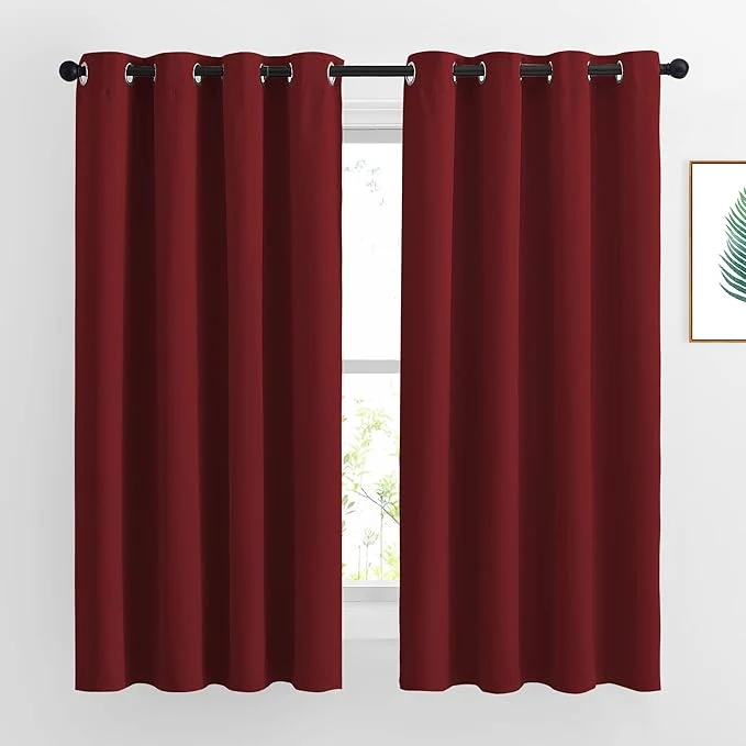 First-Class NICETOWN Burgundy Red Blackout Draperies Curtains Natural